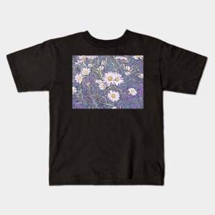 Wildflower Daisies in Field of Purple and Teal Kids T-Shirt